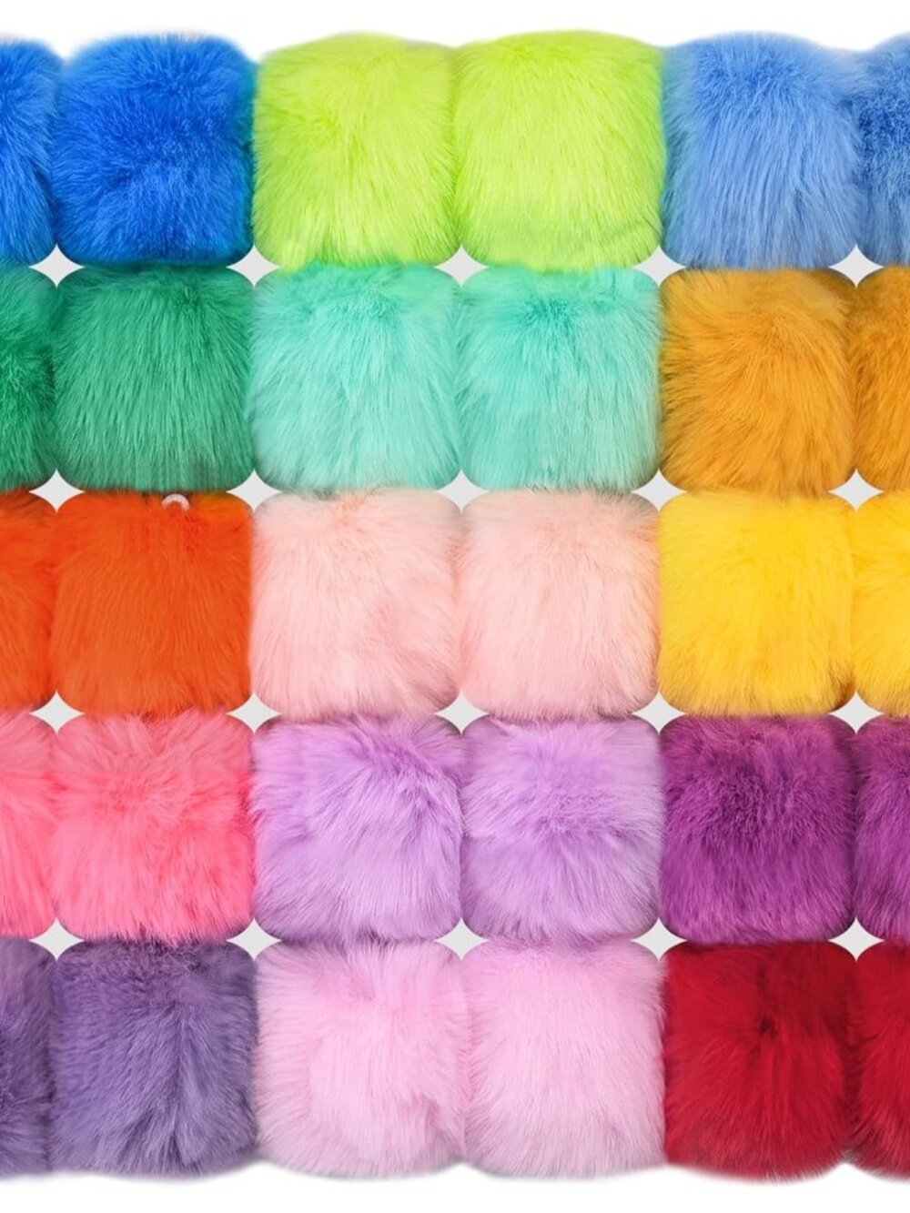 30 Pcs Faux Fur Pom Poms DIY Hat Pompoms with Elastic Loop Brilliant